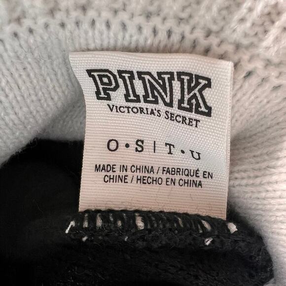 Victorias Secret PINK Knit Hat Sporty Streetwear Blue White Winter Pom Pom - Picture 6 of 7